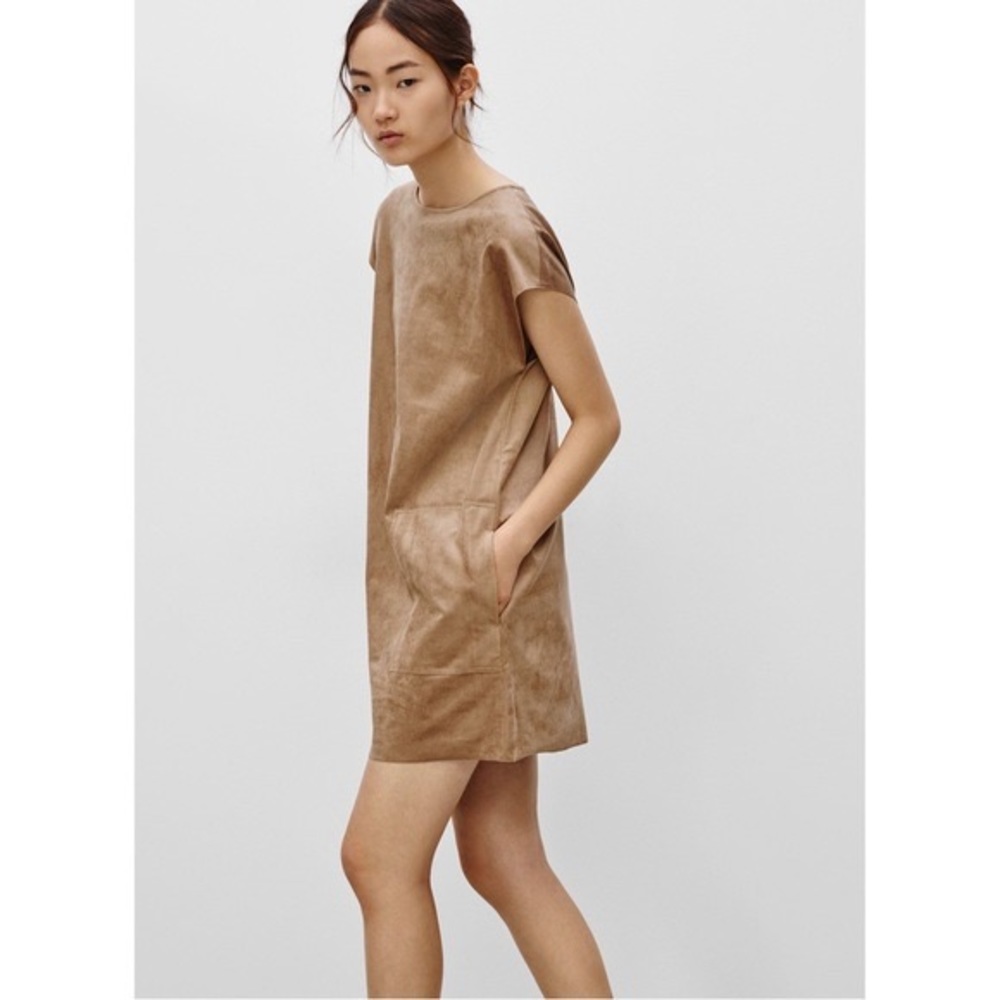 Wilfred Free Nori Vegan Faux Suede Mini Dress Camel - NEVER WORN
